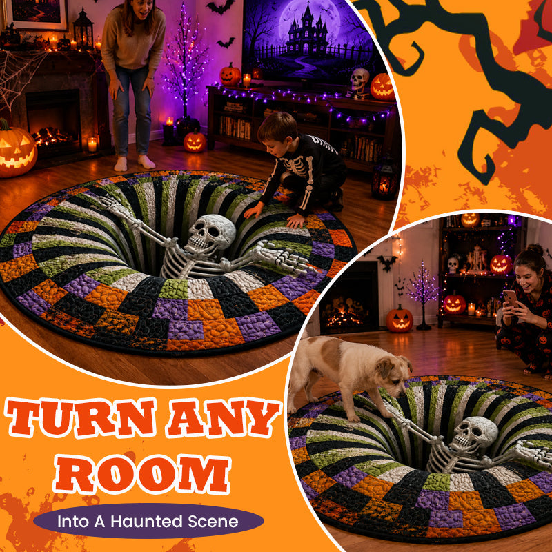 3D Skeleton Halloween Crystal Velvet Floor Mat for Entryways
