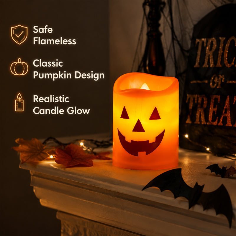 Halloween Pumpkin Flameless LED Candle Lamp for Tabletop Décor