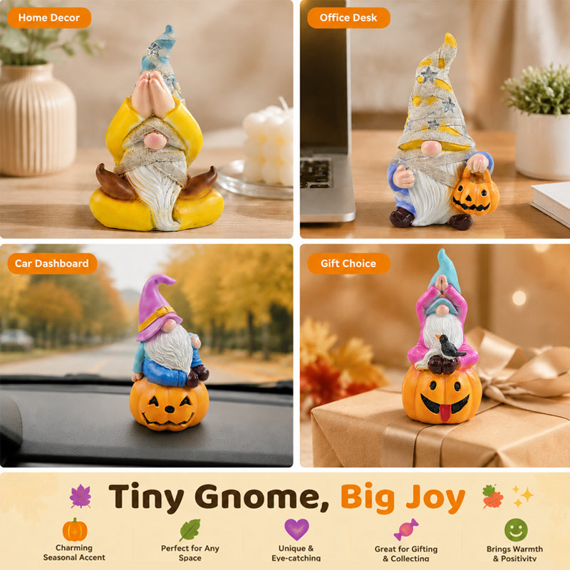 Halloween Pumpkin Gnome Garden Statue - Fall Decor Gift