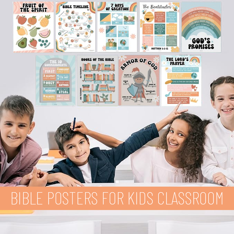 Hadley Designs 9-Pack Christian Posters for Kids (11x14")