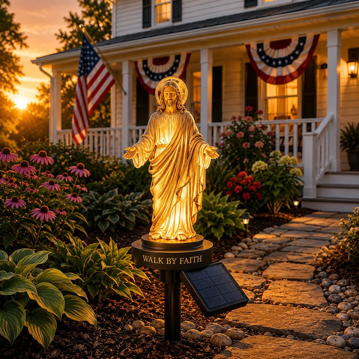 Walk by Faith Solar Jesus Garden Light – Christian Gift