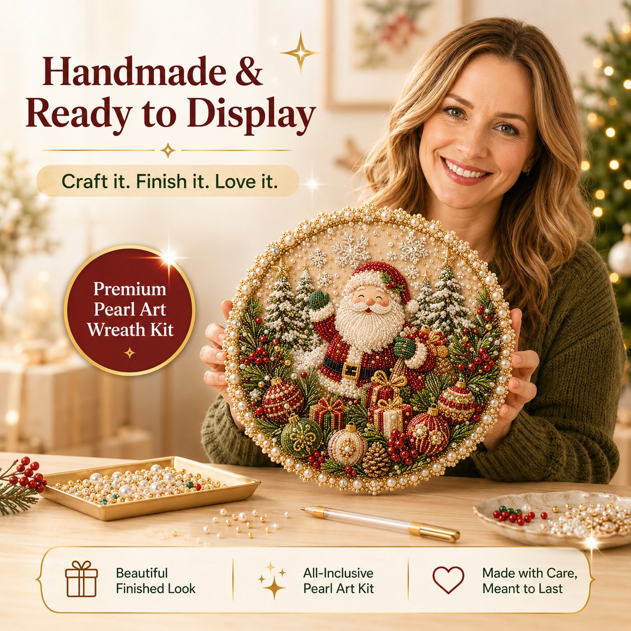 Four Seasons DIY Pearl Art Hanging Wreath Kit & Craft Gift
