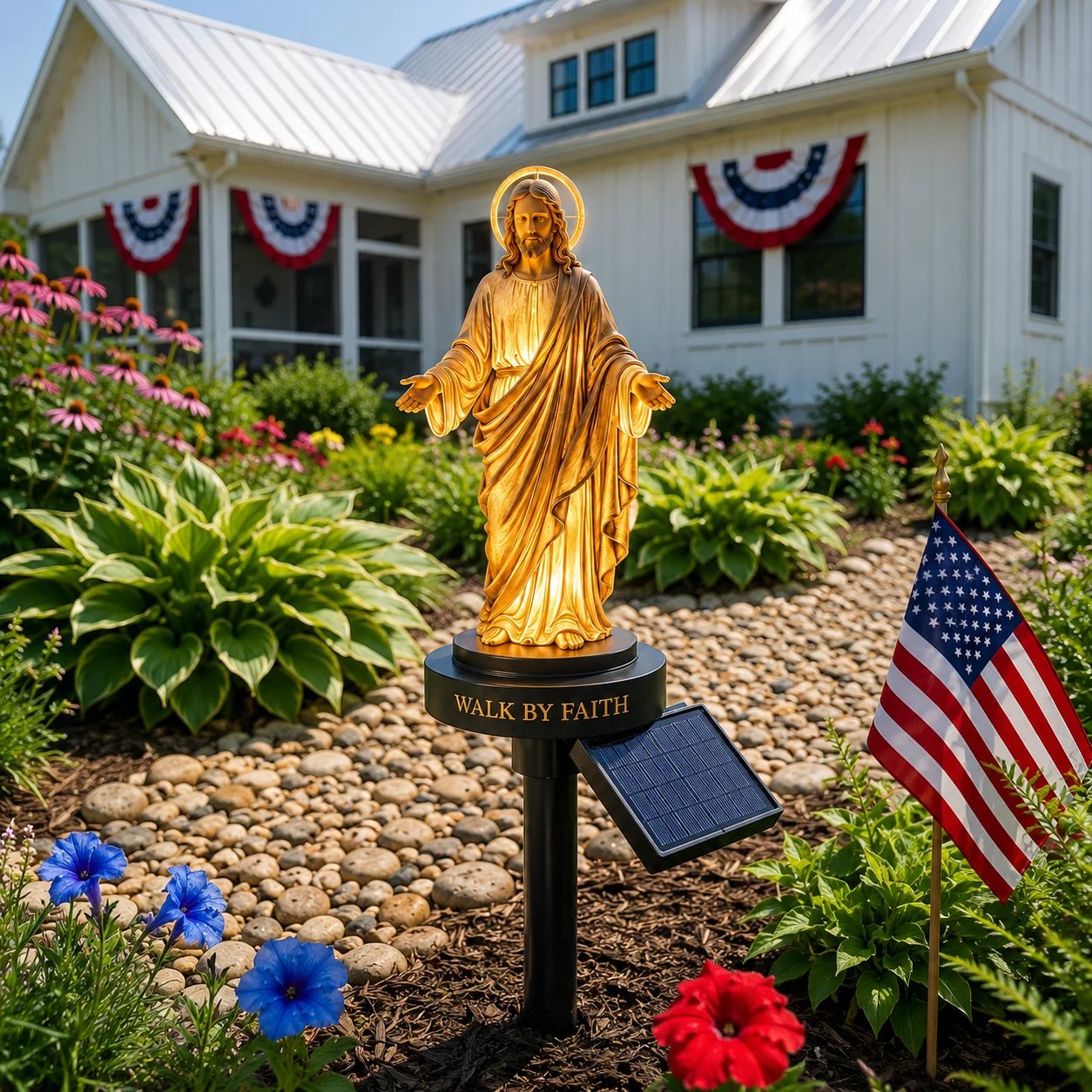 Walk by Faith Solar Jesus Garden Light – Christian Gift