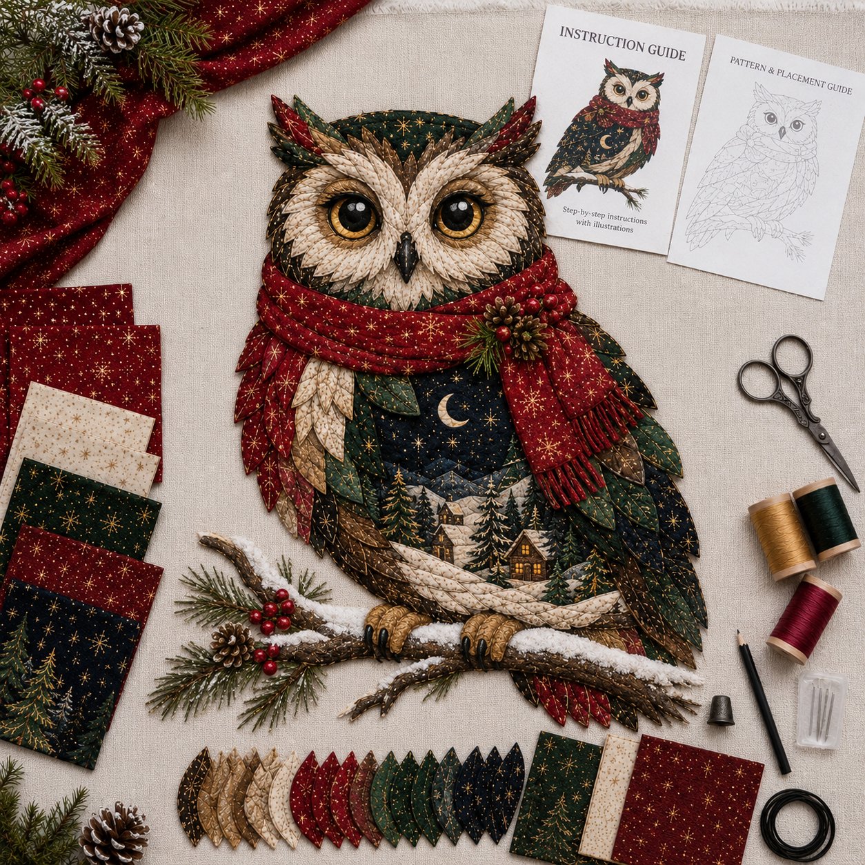 Christmas Woodland Wildlife DIY Layered Fabric Patchwork Kit