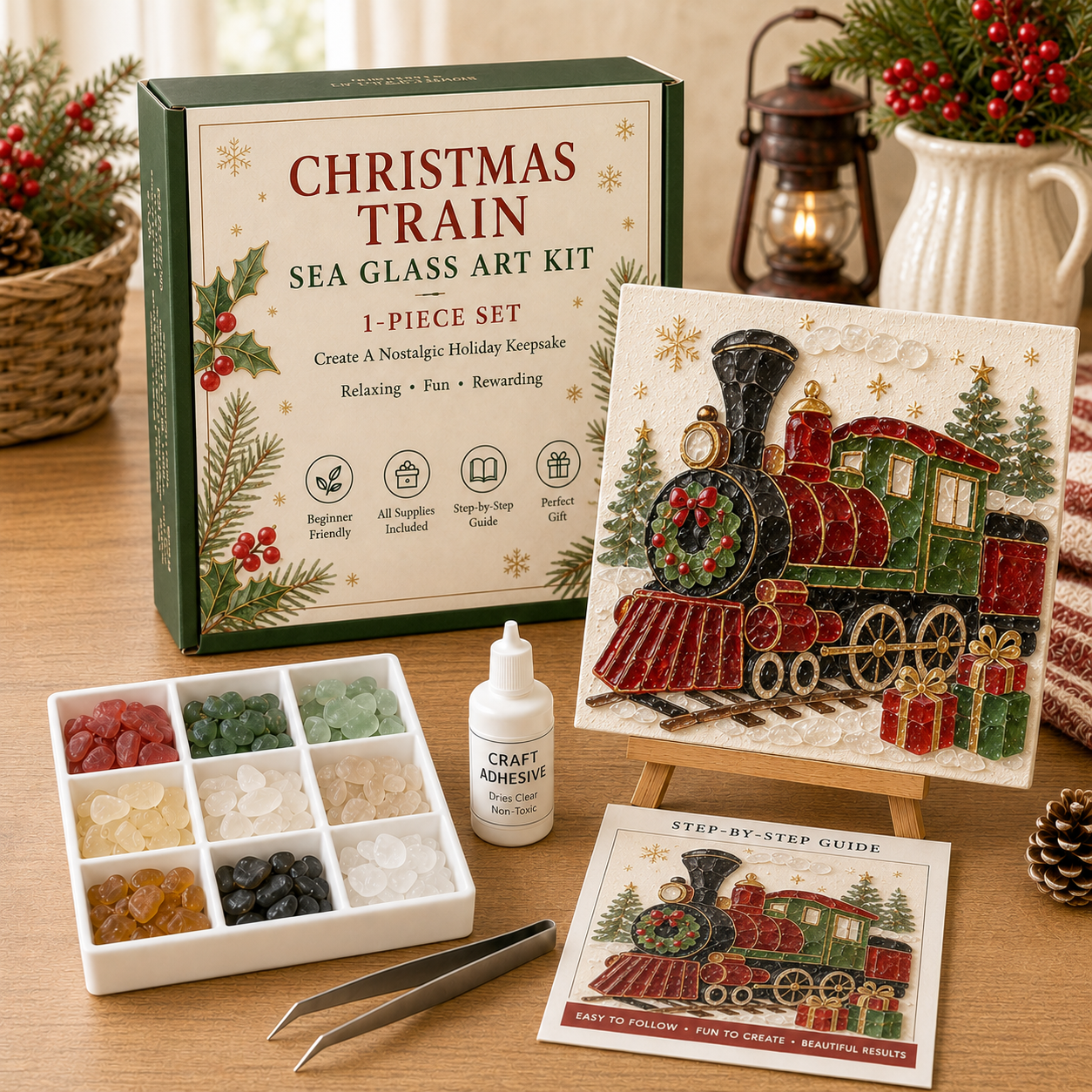 Christmas Sea Glass Art Kit – 8 Beginner-Friendly DIY Designs
