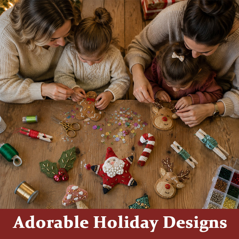 Christmas Felt Embroidery Brooch DIY Kit for Holiday Gifts
