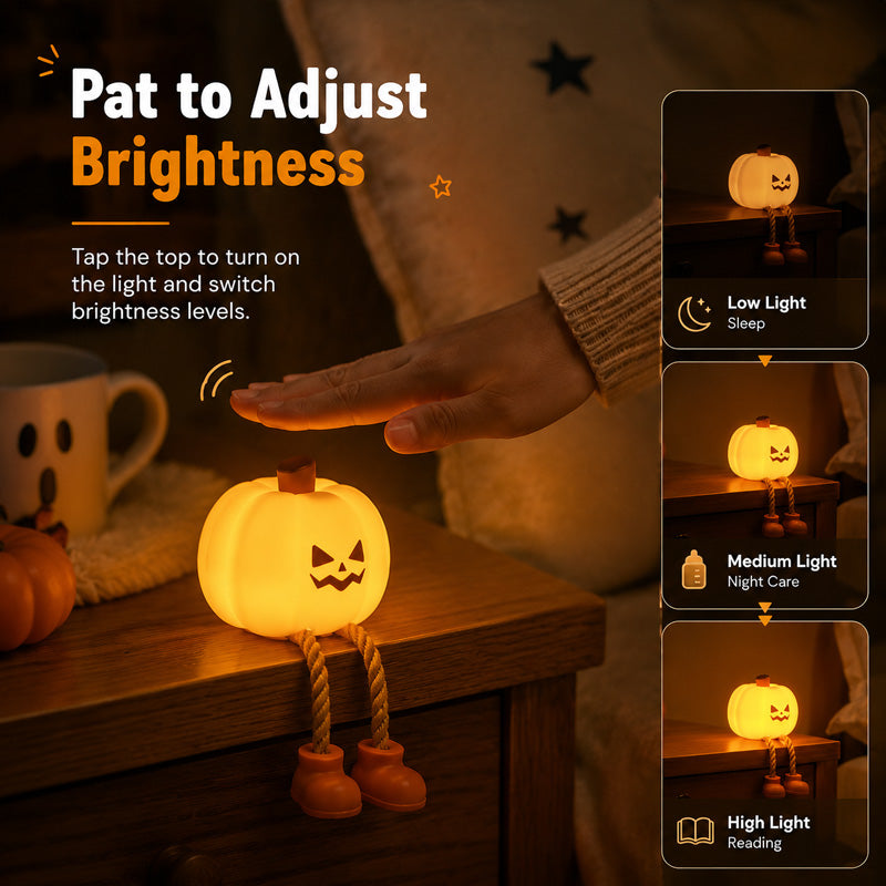 Squishy Pumpkin Night Light Gift – Rechargeable & Touch-Dimmable