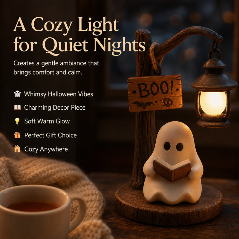Halloween Ghost Reading Lamp - Resin Tabletop Figurine