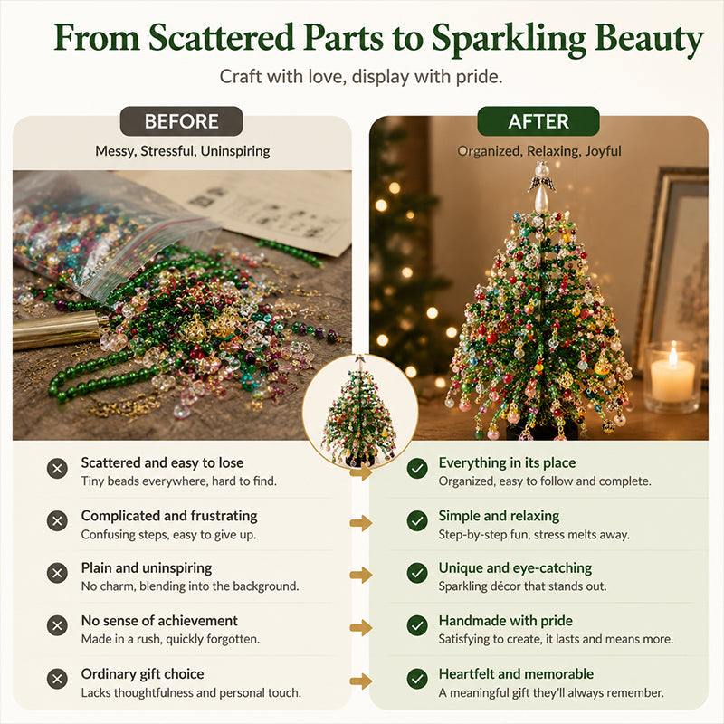 DIY Beaded Christmas Tree Kit with Angel Topper