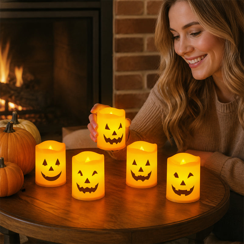 Halloween Pumpkin Flameless LED Candle Lamp for Tabletop Décor