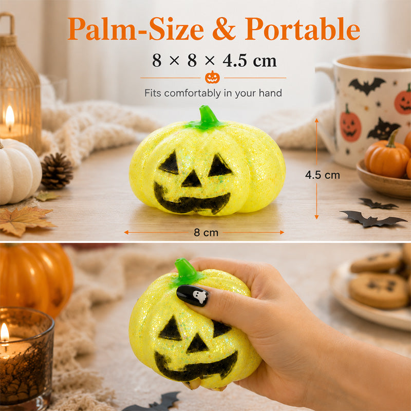 Glitter Halloween Pumpkin Stress Ball for Adults & Party Favors