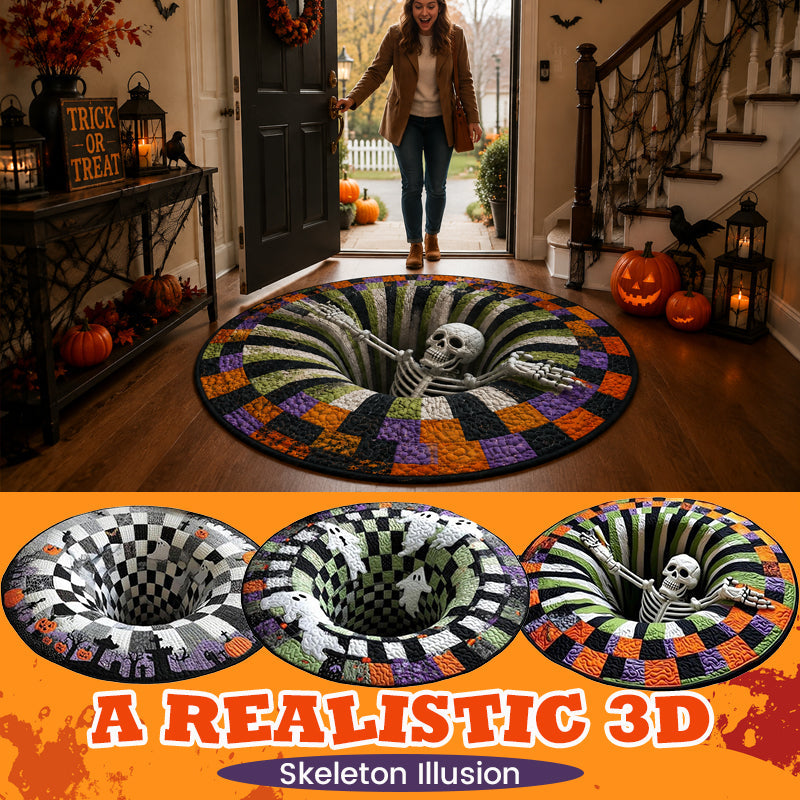 3D Skeleton Halloween Crystal Velvet Floor Mat for Entryways