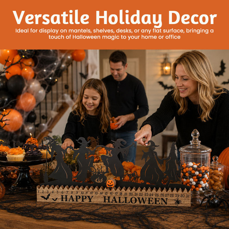 18" Iron & MDF Halloween Countdown Calendar | 31-Day Track
