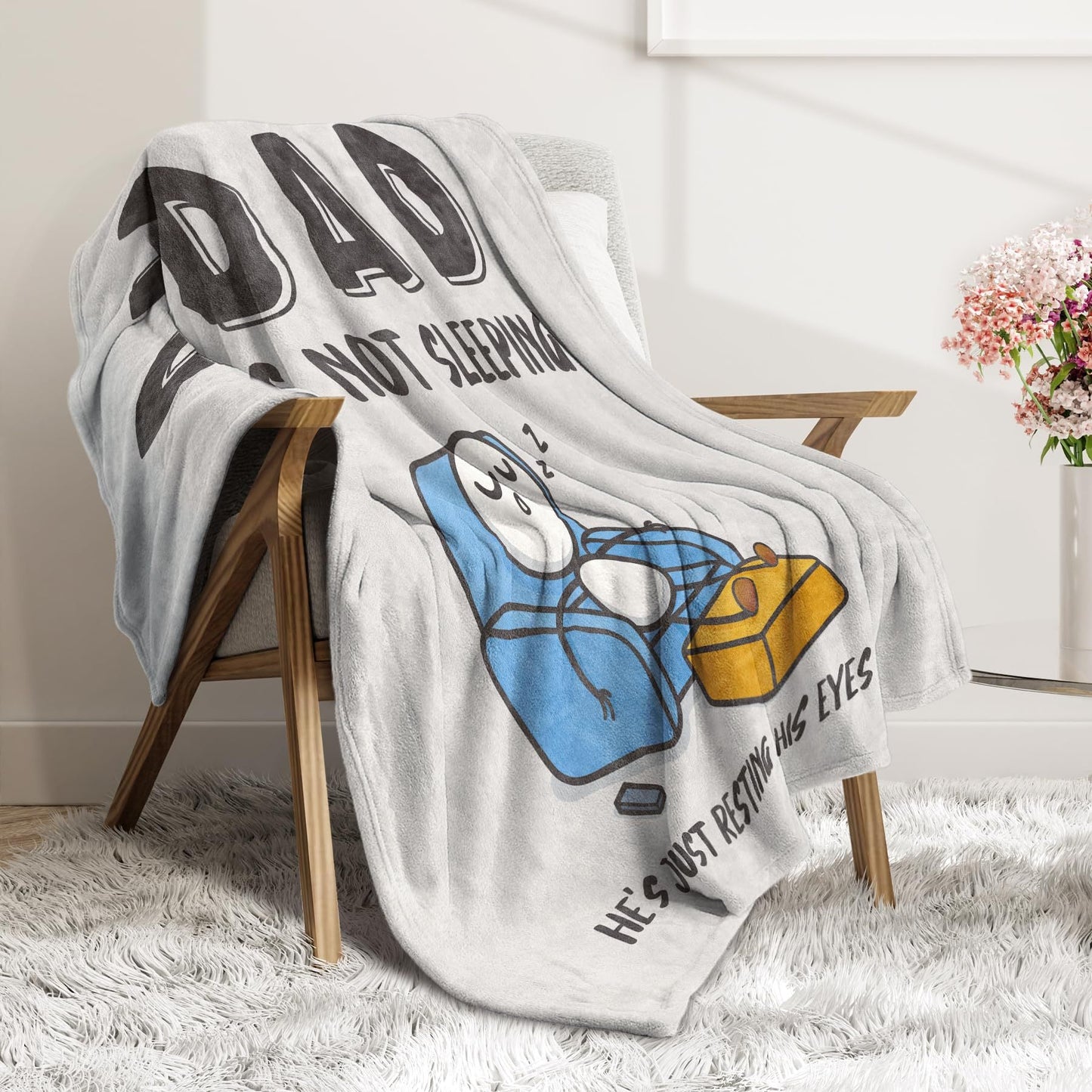 "Dad Is Not Sleeping" Funny Flannel Fleece Throw Blanket