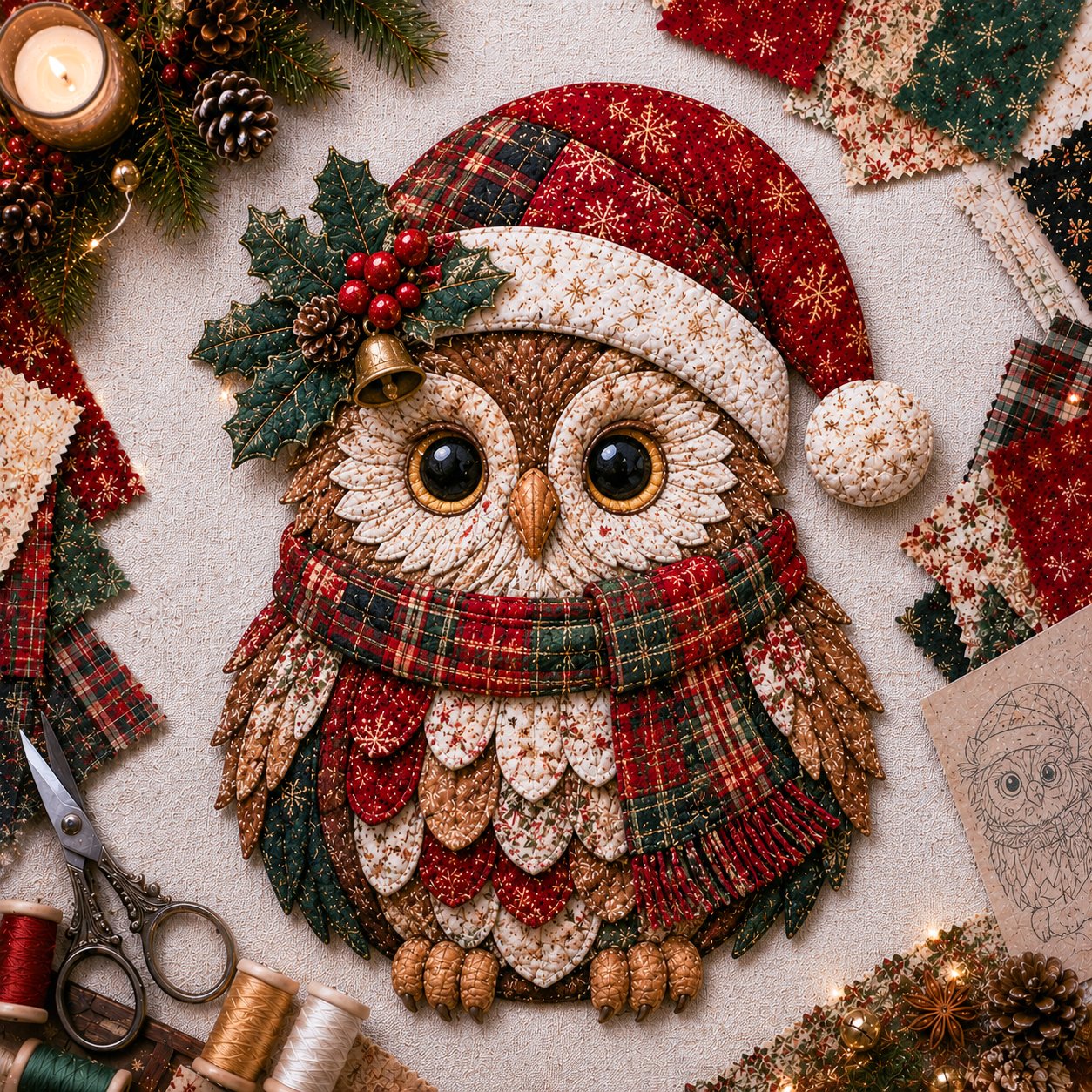 Christmas Patchwork Fabric DIY Decor Kit – 10 Festive Designs