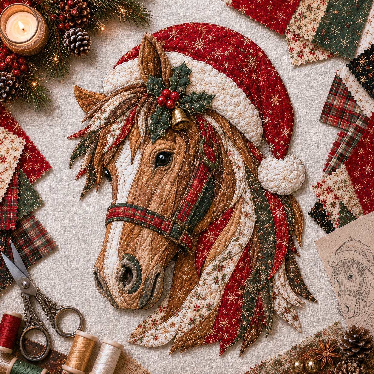 Christmas Patchwork Fabric DIY Decor Kit – 10 Festive Designs
