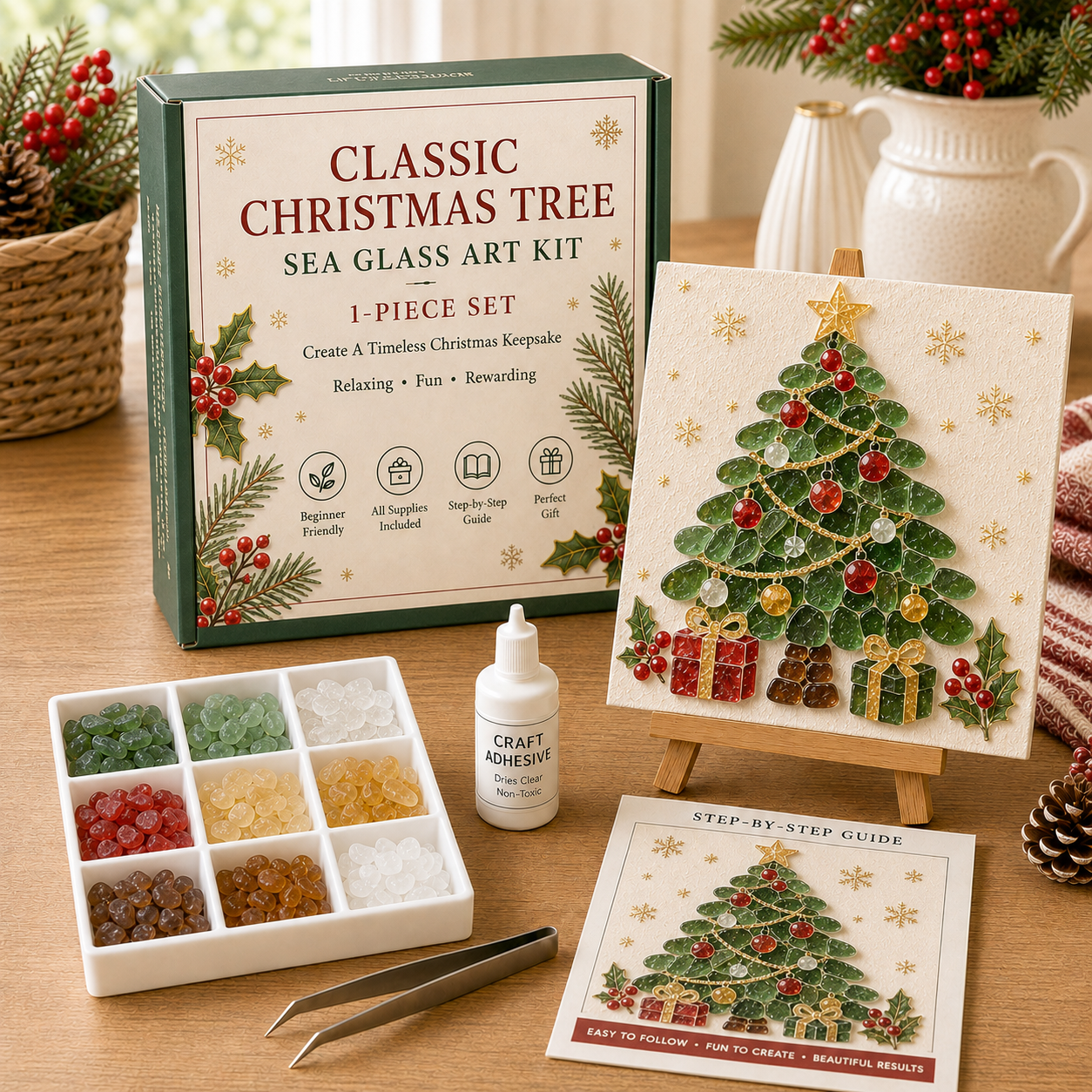 Christmas Sea Glass Art Kit – 8 Beginner-Friendly DIY Designs