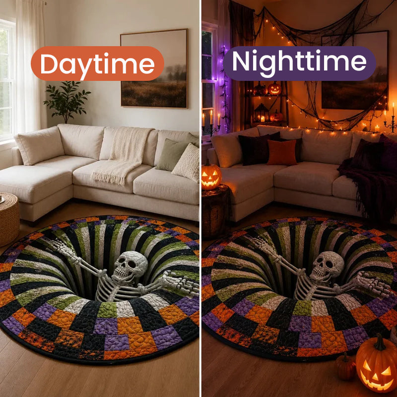 3D Skeleton Halloween Crystal Velvet Floor Mat for Entryways