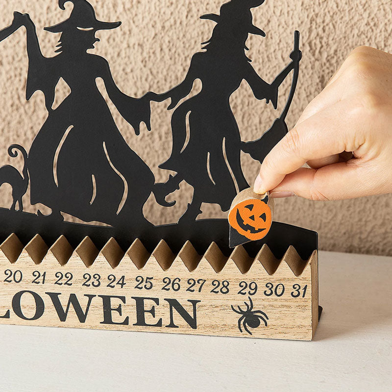 18" Iron & MDF Halloween Countdown Calendar | 31-Day Track