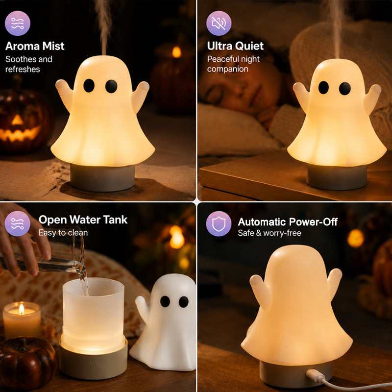 Cute Ghost Essential Oil Diffuser with 7-Color Night Light