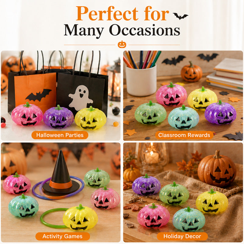 Glitter Halloween Pumpkin Stress Ball for Adults & Party Favors