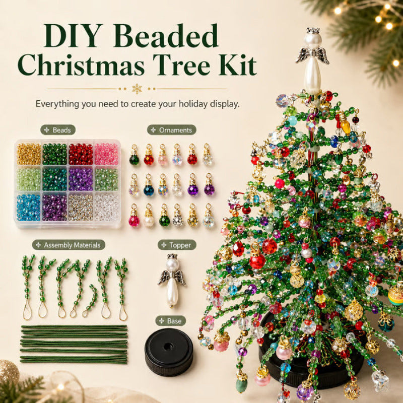 DIY Beaded Christmas Tree Kit with Angel Topper