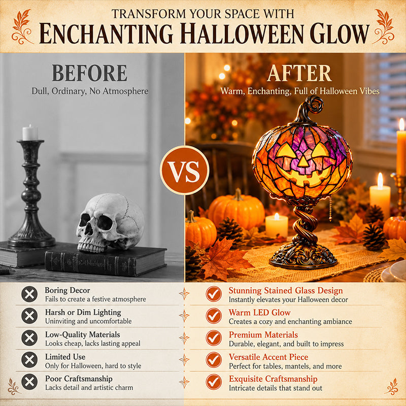Tall Pumpkin Lamp with Elevated Base – Halloween & Fall Decor Gift