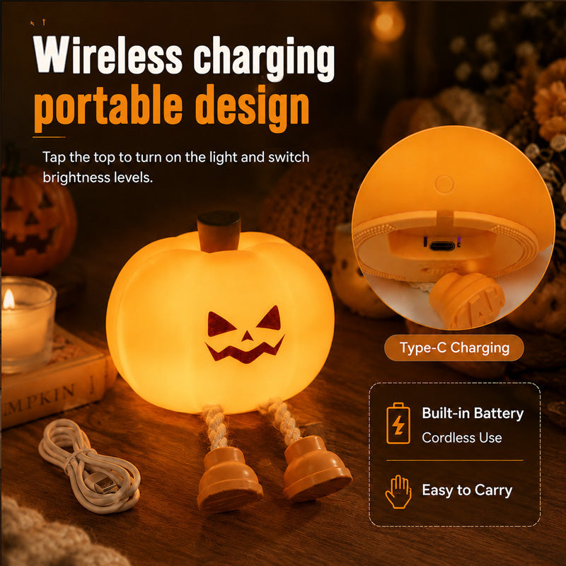 Squishy Pumpkin Night Light Gift – Rechargeable & Touch-Dimmable