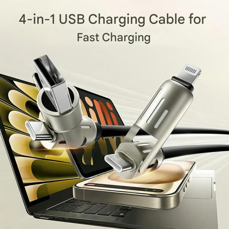 ⏰4-in-1 USB charging cable, fast charging, MAX. 60 W