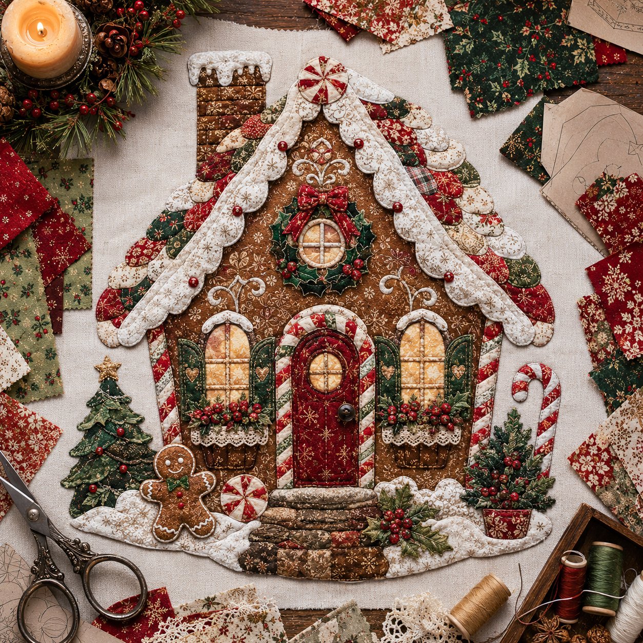 Christmas Patchwork Fabric DIY Decor Kit – 10 Festive Designs