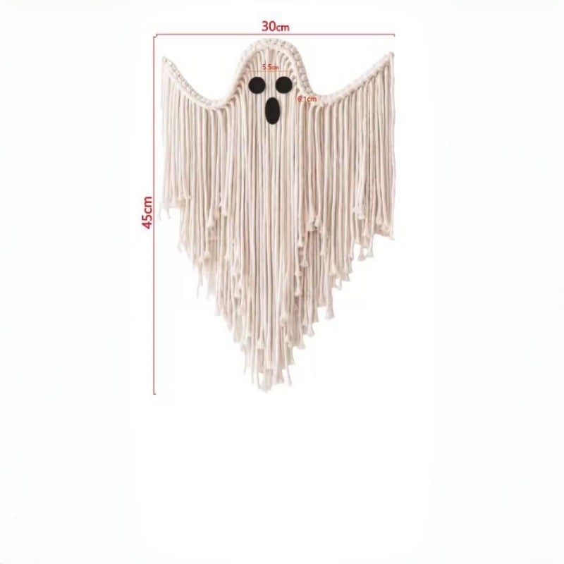 Handcrafted Woven Halloween Ghost Wall Decor, Boho Fall Gift