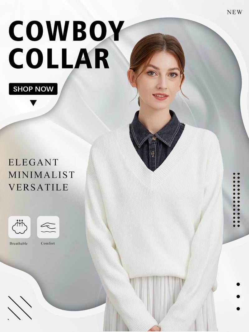 Denim False Collar – The Ultimate Layering Essential for Women 👕✨