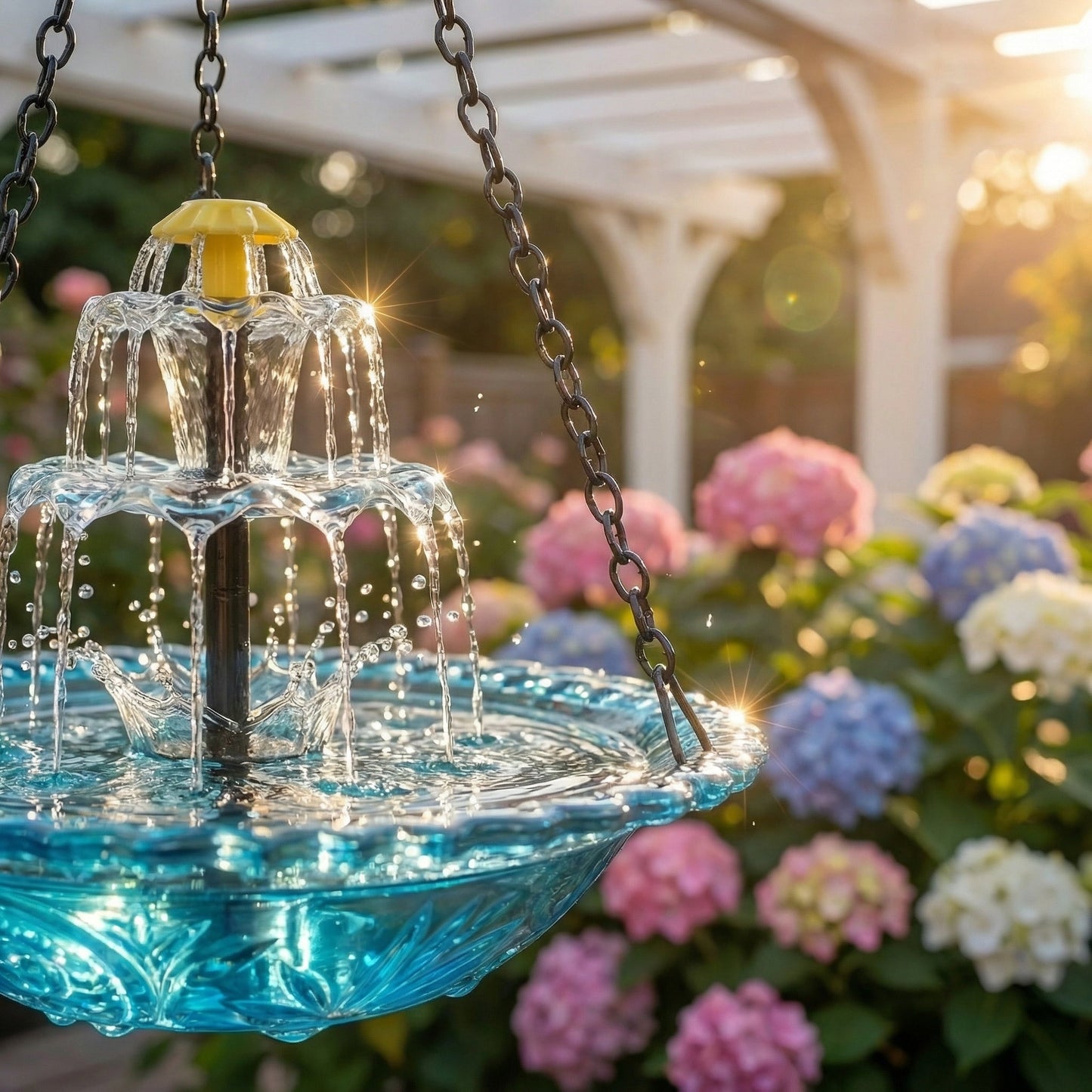 Solar Cascade Hanging Birdbath Fountain