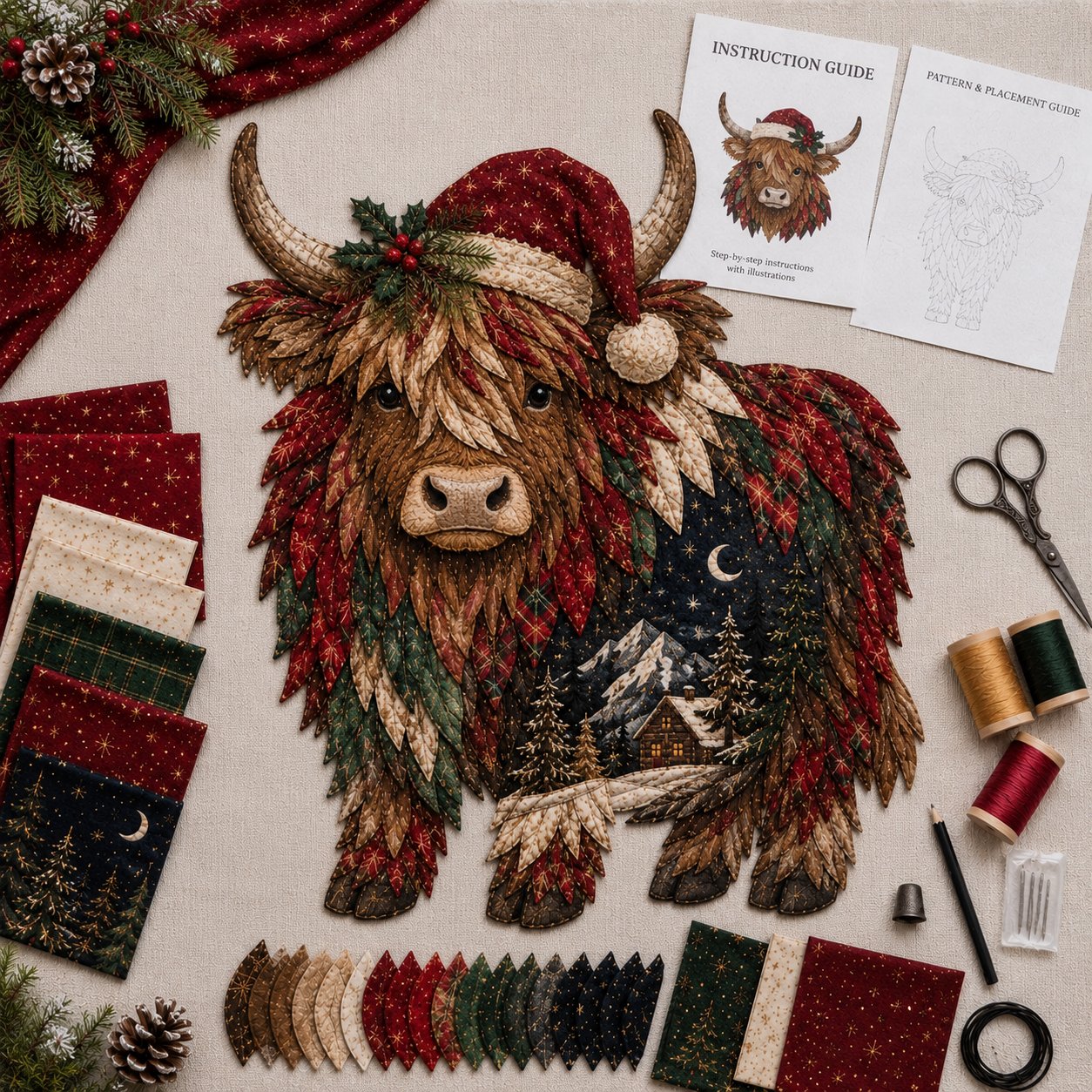 Christmas Woodland Wildlife DIY Layered Fabric Patchwork Kit