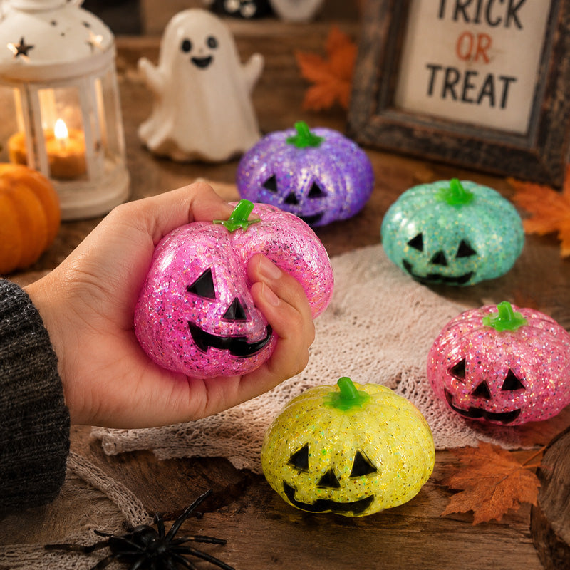 Glitter Halloween Pumpkin Stress Ball for Adults & Party Favors