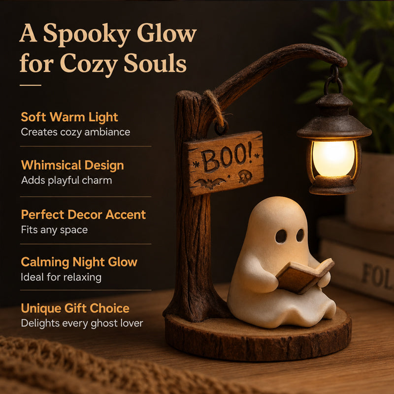 Halloween Ghost Reading Lamp - Resin Tabletop Figurine
