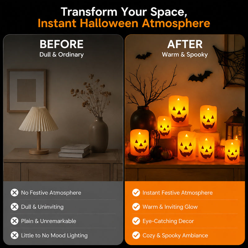 Halloween Pumpkin Flameless LED Candle Lamp for Tabletop Décor