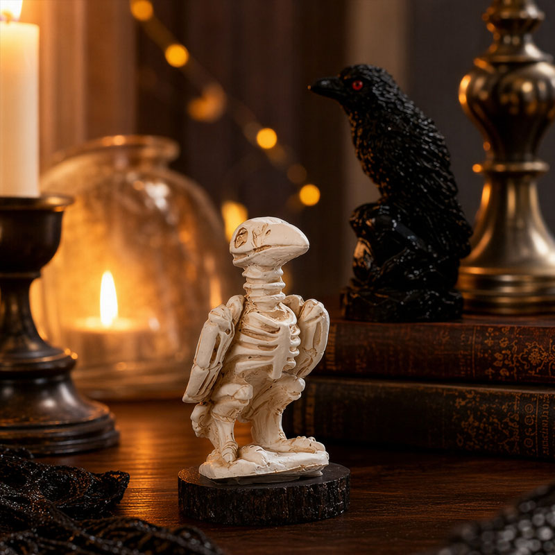 Halloween Resin Raven & Skeleton Crow Ornaments