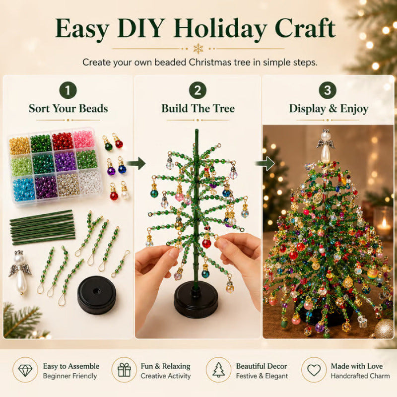 DIY Beaded Christmas Tree Kit with Angel Topper