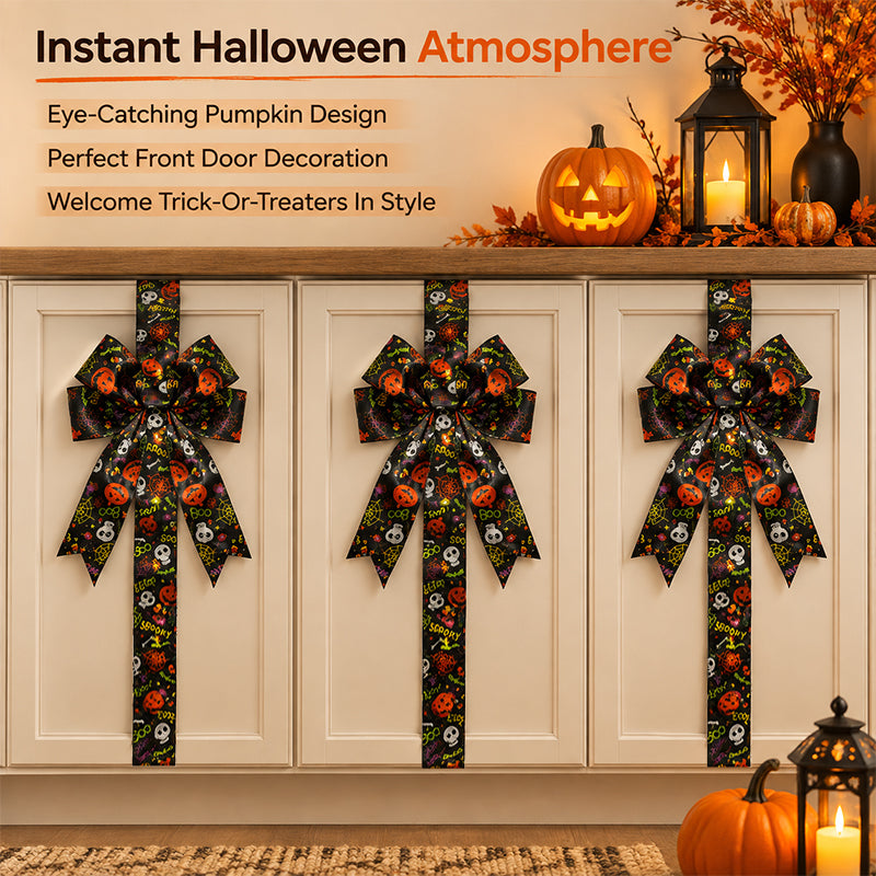 Halloween Pumpkin Ribbon Bow Decoration for Cabinet Doors