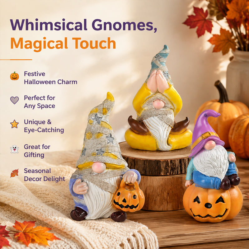 Halloween Pumpkin Gnome Garden Statue - Fall Decor Gift
