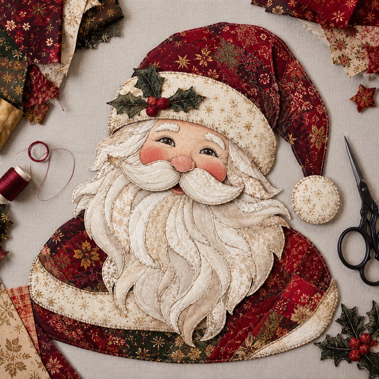 Christmas Patchwork Fabric DIY Decor Kit – 10 Festive Designs