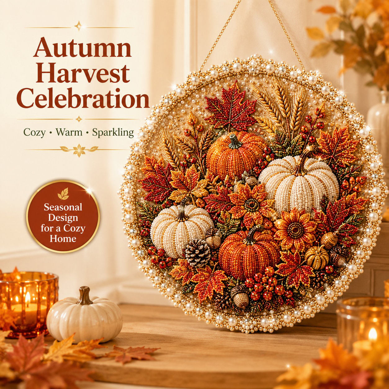 Four Seasons DIY Pearl Art Hanging Wreath Kit & Craft Gift