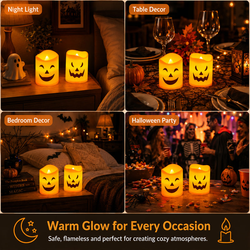 Halloween Pumpkin Flameless LED Candle Lamp for Tabletop Décor
