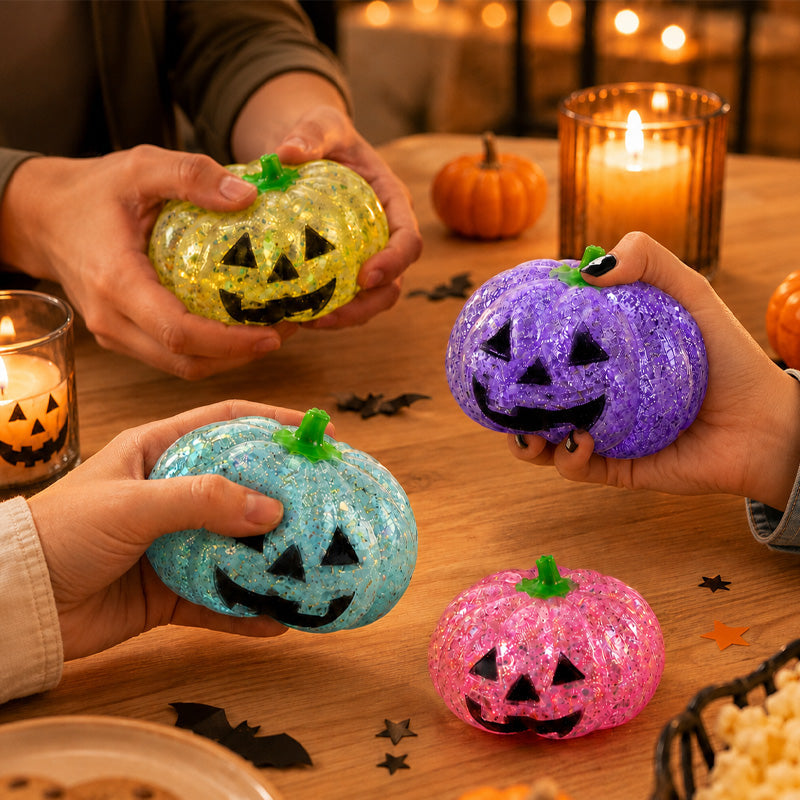 Glitter Halloween Pumpkin Stress Ball for Adults & Party Favors