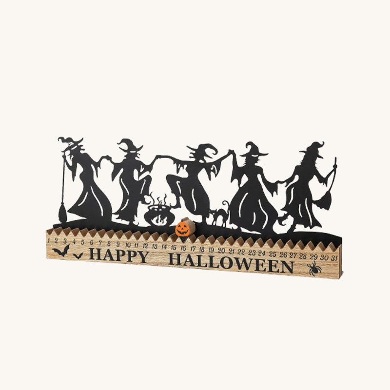 18" Iron & MDF Halloween Countdown Calendar | 31-Day Track
