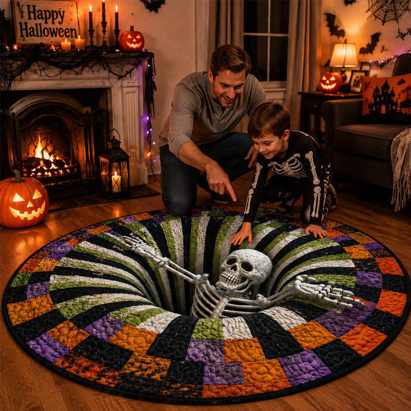 3D Skeleton Halloween Crystal Velvet Floor Mat for Entryways