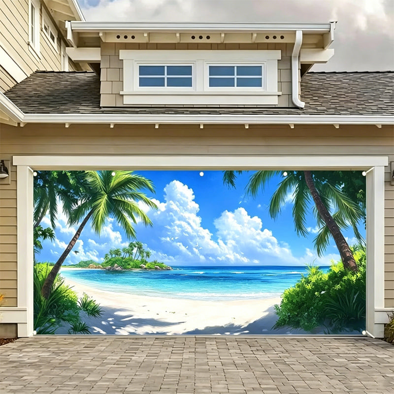 Hawaiian Beach Garage Door Birthday Party Backdrop