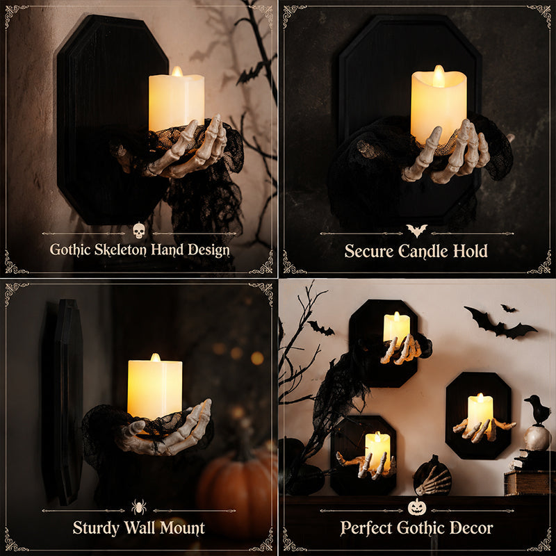 Skeletal Hand Wall Sconce Candle Holder for Gothic Halloween Decor