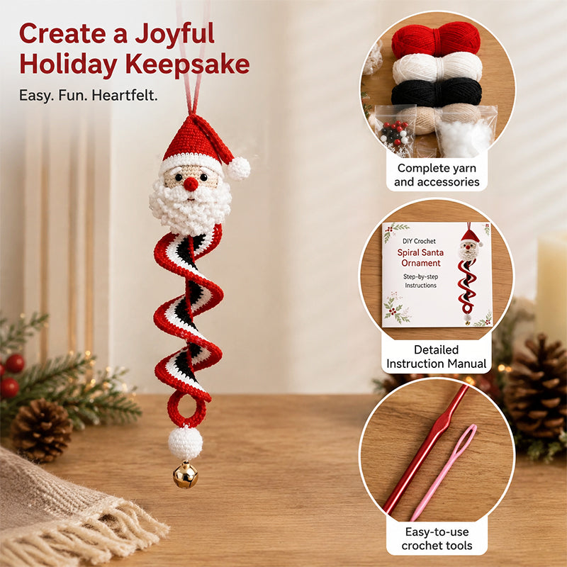 DIY Christmas Spiral Crochet Ornament Kit for Holiday Gifts